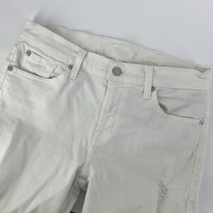 7‎ For All Mankind White Distressed Raw Hem Ankle Skinny Jeans Women's Size 27